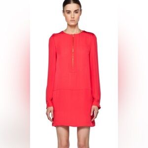 A.L.C. SASHA Dress Coral Red Silk Mini Dress Small